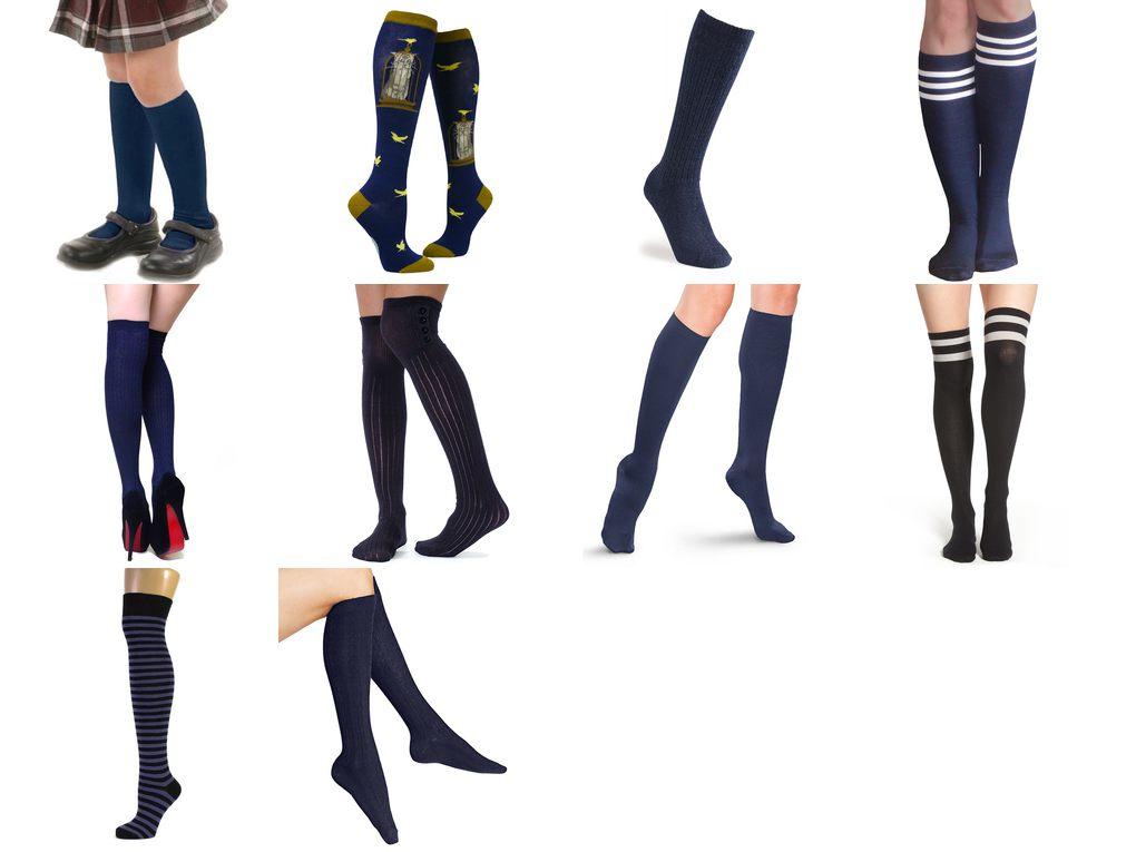 navy knee socks